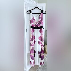 Express White and Purple Floral Maxi Dress